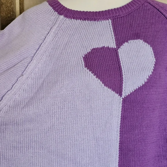 Kate & Mallory Two-Tone Purple Heart Sweater - Picture 5 of 15